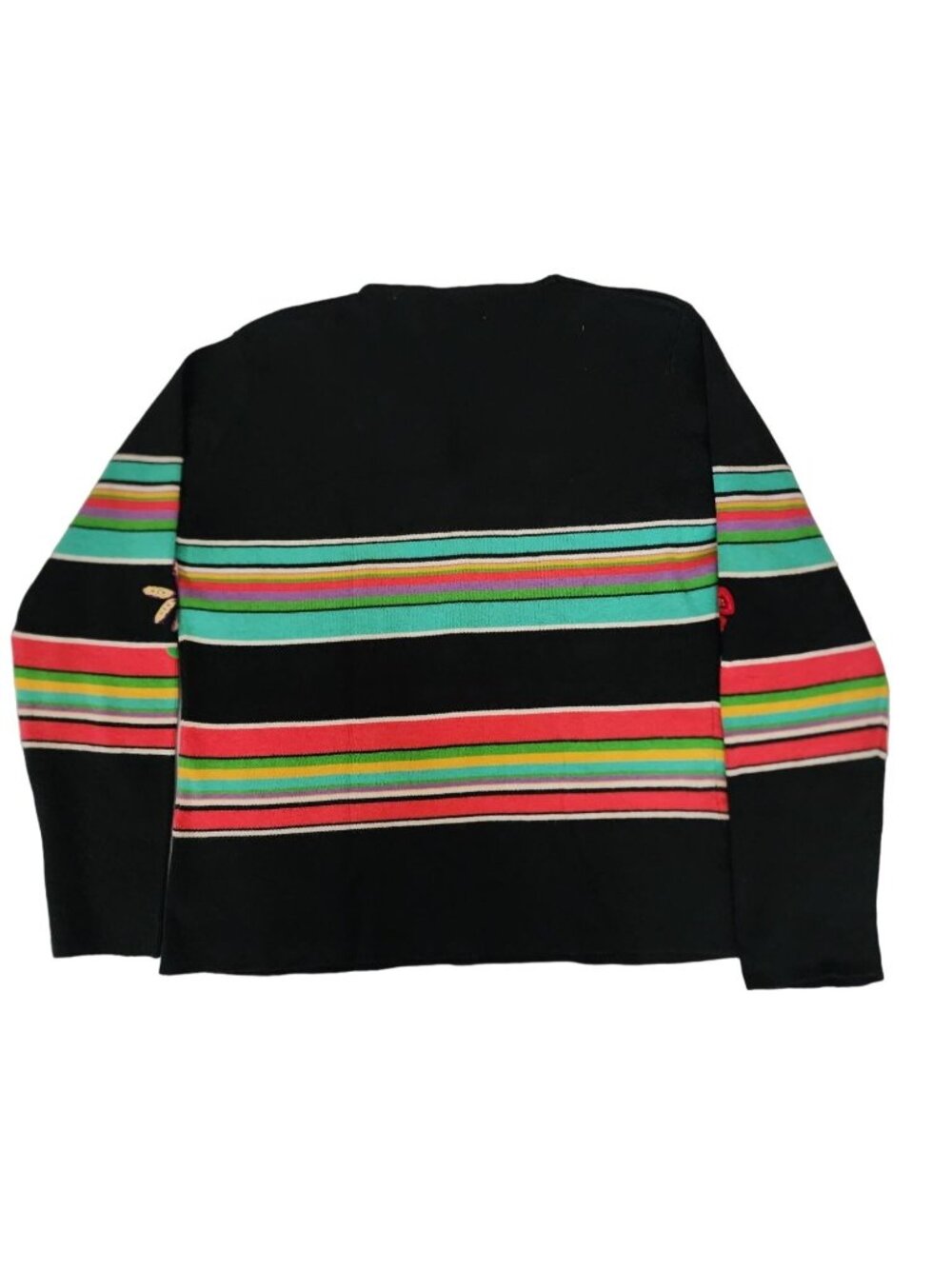 Sharon Young Vintage Striped Embroidered Floral Button Front Cardigan‎ Women's L - Picture 3 of 11